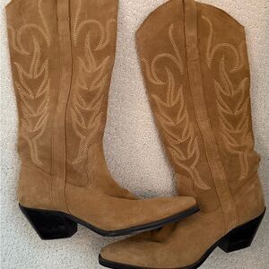 Tan Suede Western Boots coconuts by Matisse